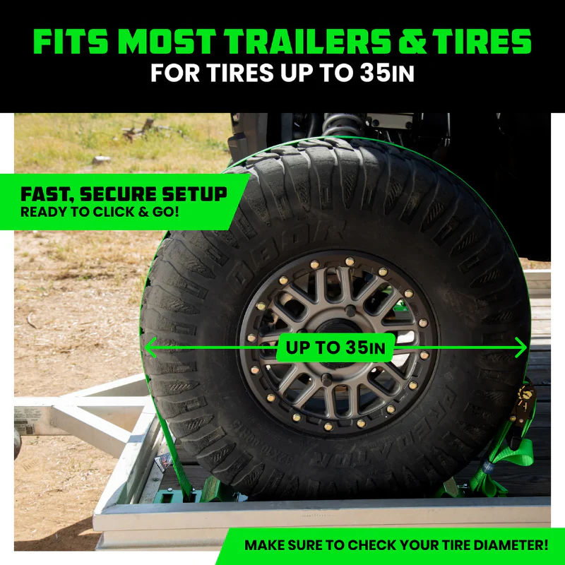 Rhino USA UTV Wheel Chock Tie-Down Kit (2-Wheel Kit) Green Model TD-SSCHOCK-GRN - Image 7