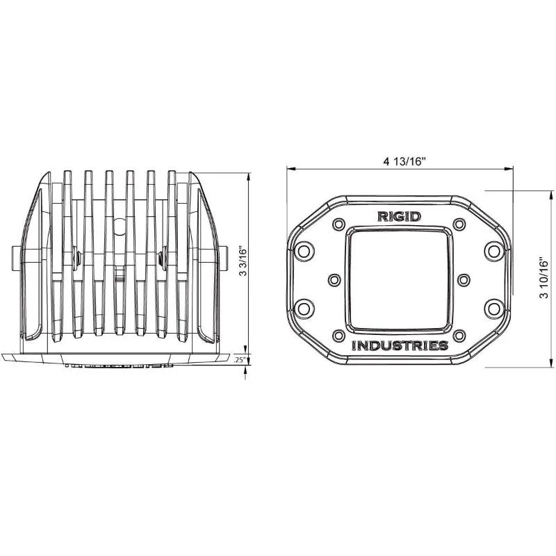 Rigid Industries D-Series Square Pro-Flood Pattern Flush Mount (Pair) Model 212113 - Image 2