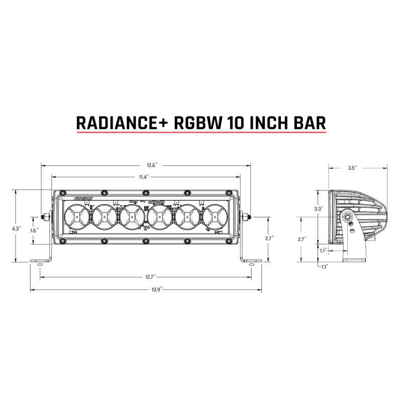 Rigid Industries Radiance+ 10 Inch RGBW Light Bar Model 210053 - Image 3