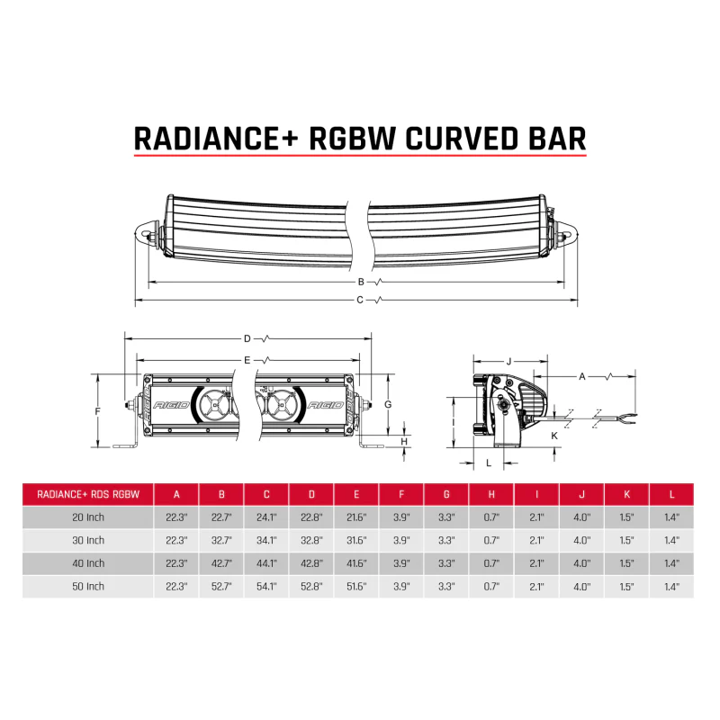 Rigid Industries Radiance+ Curved 20 Inch RGBW Light Bar Model 320053 - Image 2