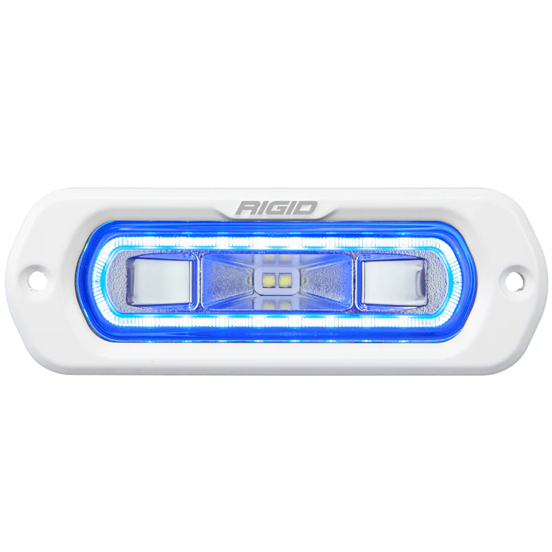 Rigid Industries SR-L Series Marine Spreader Pod, 2 Wire Flush Mount, White W/Blue Halo Model 51201 - Image 2