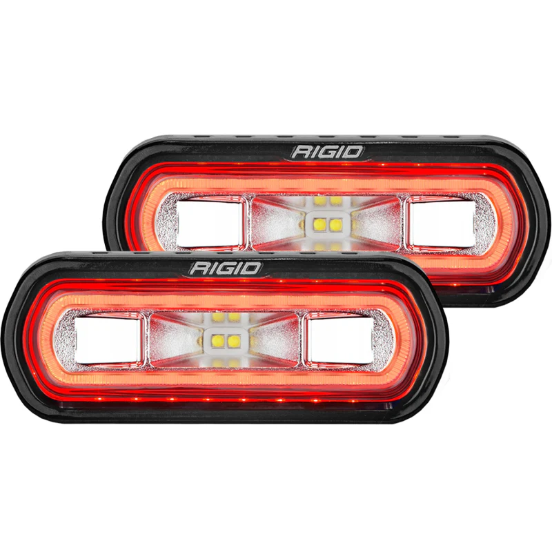 Rigid Industries SR-L Series Off-Road Spreader Pod, 3 Wire, Surface Mount, Red Halo, Pair Model 53122
