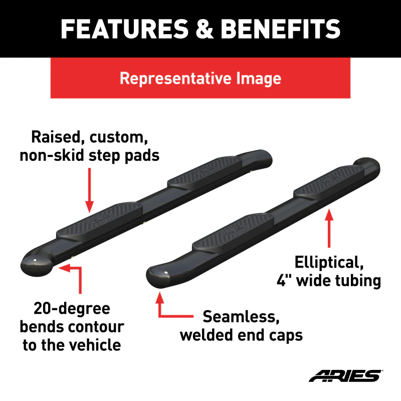ARIES 4" Black Steel Oval Step Nerf Bars Model S223046 - Image 2