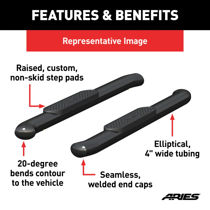 ARIES 4" Black Steel Oval Side Bars, Select Ford Bronco 2-Door Model S224047 - Image 4
