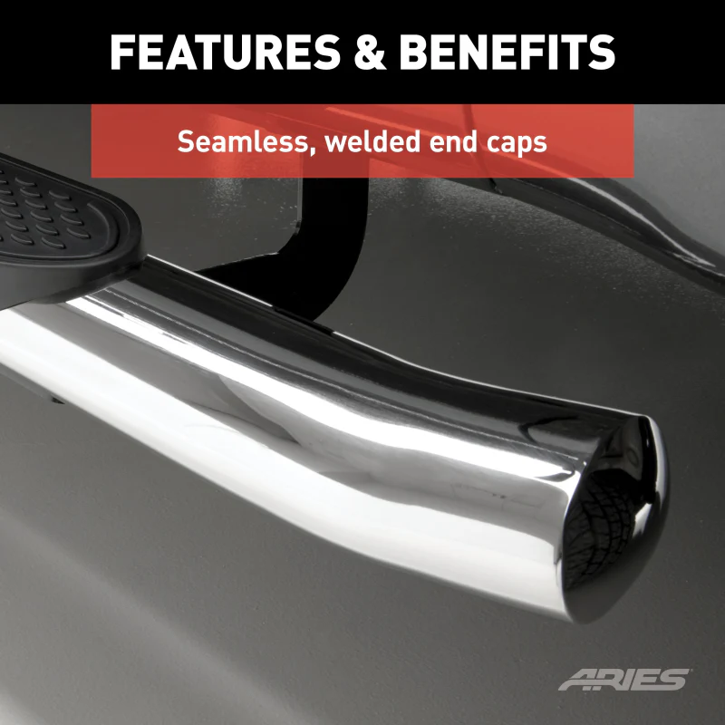 ARIES 4" Polished Stainless Oval Step Nerf Bars Model S224054-2 - Image 6