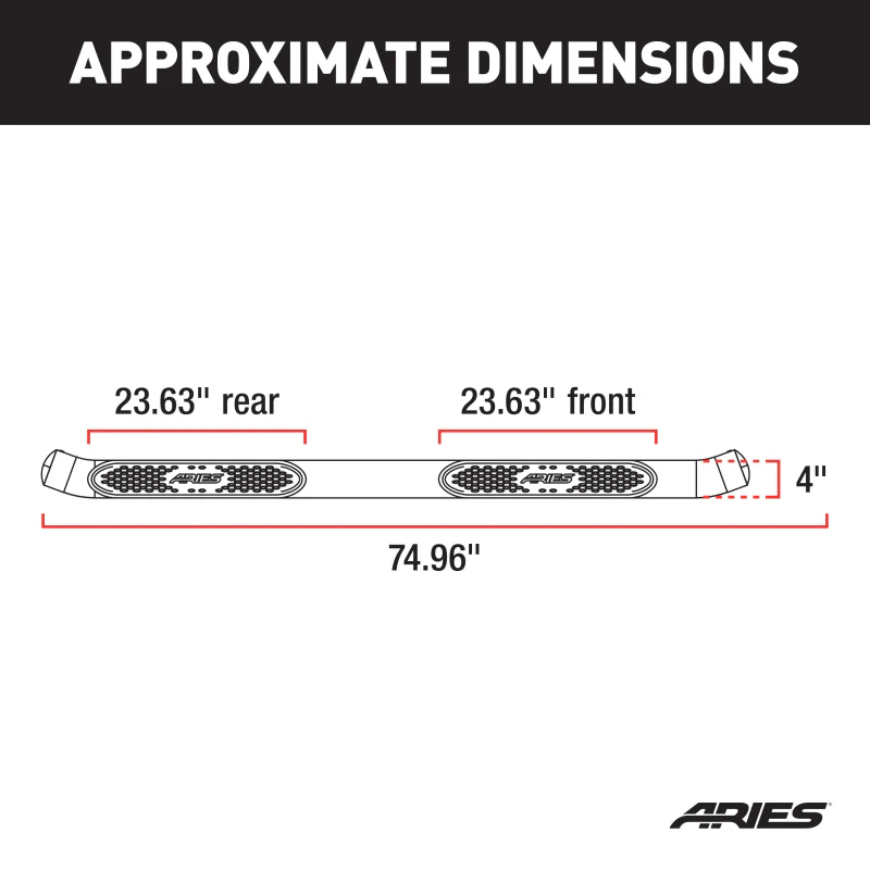 ARIES 4" Polished Stainless Oval Step Nerf Bars Model S225044-2 - Image 2