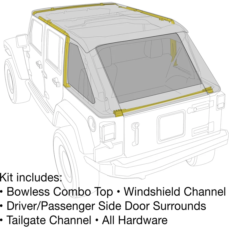 Smittybilt Bowless Combo Top Kit w/ Tinted Windows - Black Diamond (07-18 JK) Model 9073135K - Image 12