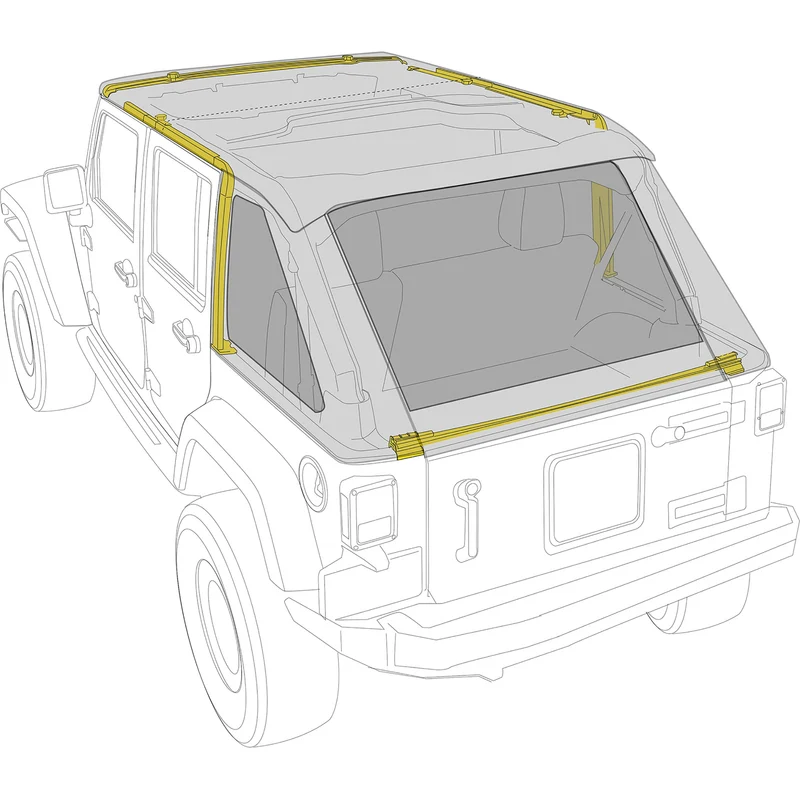 Smittybilt Bowless Combo Top Kit w/ Tinted Windows - Black Diamond (07-18 JK) Model 9073135K - Image 13