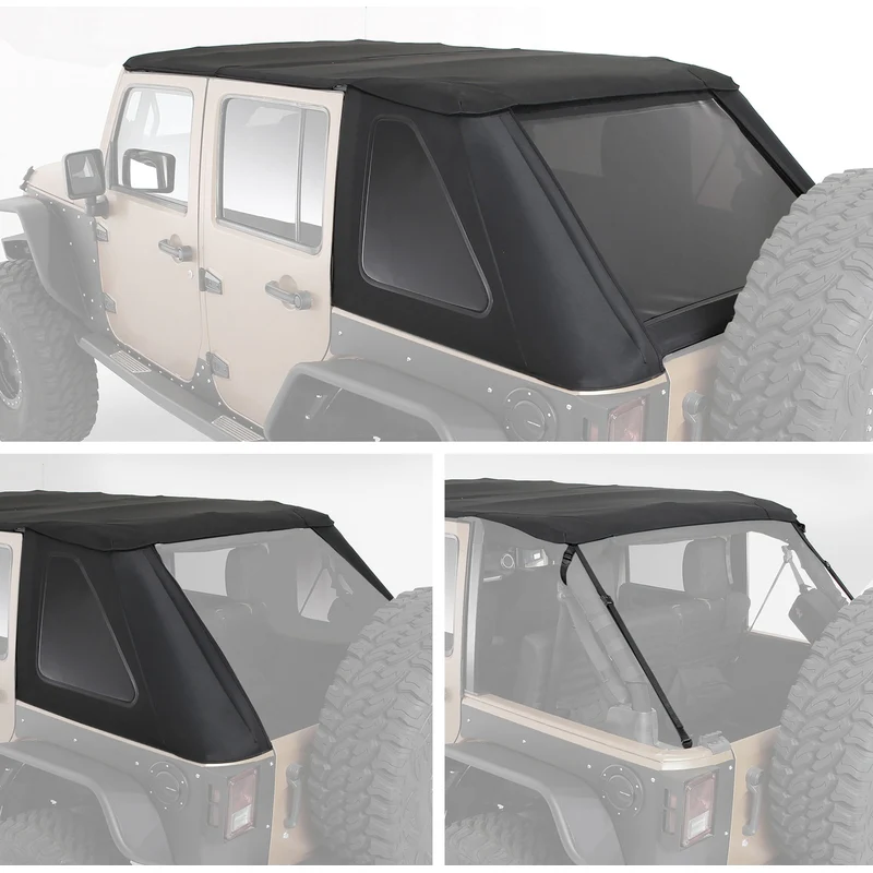 Smittybilt Bowless Combo Top Kit w/ Tinted Windows - Black Diamond (07-18 JKU) Model 9083135K - Image 6