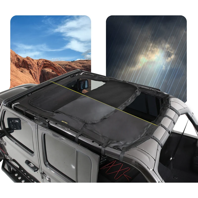 Smittybilt Extended Shade Top w/ Skylights - Black Diamond/Mesh (18+ JLU) Model 97500 - Image 2