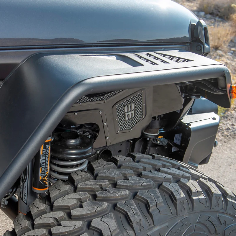 Smittybilt Front Aluminum Inner Fender Liner Pair - Black (18+ JL/JLU) Model 77984 - Image 7