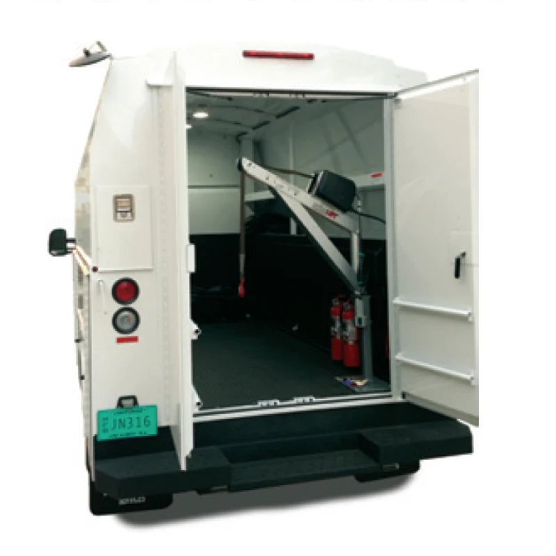 SpitzLift High Roof Enclosed Service Body Rear Fold Down 900 lb. 12V Crane Package Model Option-2-ESB-R26
