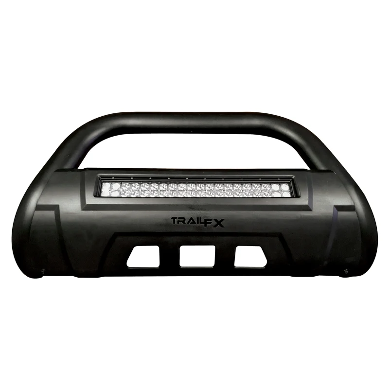 TrailFX 3.5" Oval Bull Bar w/ Skid Plate Black Stainless Steel w/o Light Option Compatible With Parts 20DRSCMB/ 20DRSCM Model B1613T