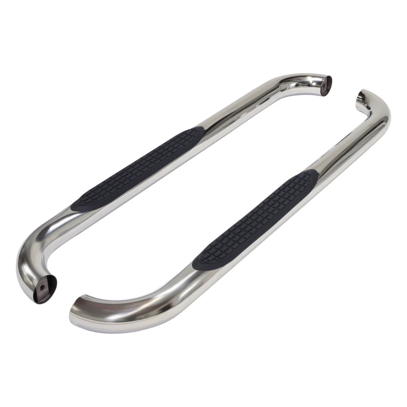 TrailFX 3" Round Bent Step Nerf Bars W/ Step Pads Polished Stainless Steel Model 1130301091