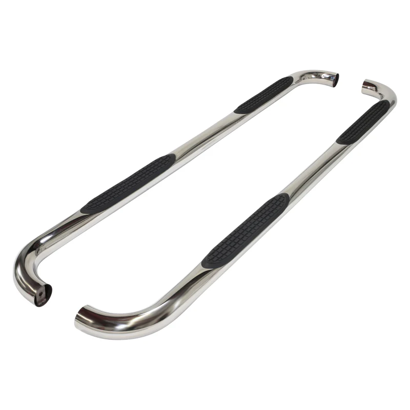 TrailFX 3" Round Bent Step Nerf Bars W/ Step Pads Polished Stainless Steel Model A0052S