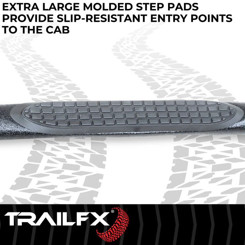 TrailFX 3" Round Bent Step Nerf Bars W/ Step Pads Powder Coat Black Model A0068T - Image 7