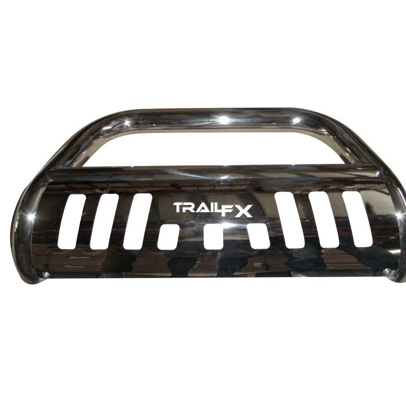 TrailFX 3" Round Bull Bar w/ Skid Plate w/ Light Option Polished Stainless Steel Model B0030S