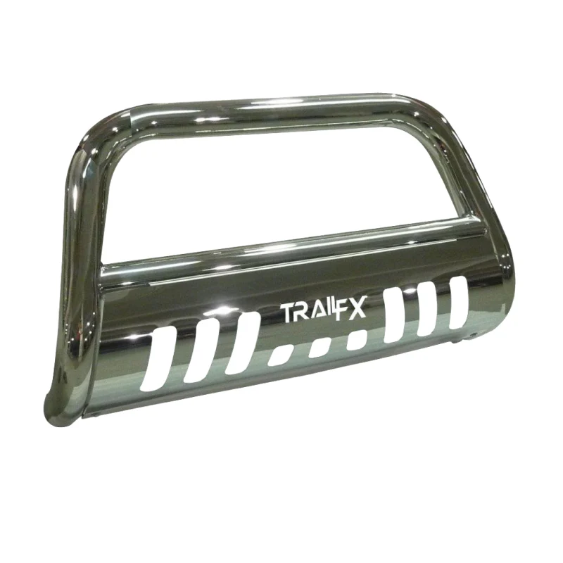 TrailFX 3" Round Bull Bar w/ Skid Plate w/ Light Option Polished Stainless Steel Model B0043S