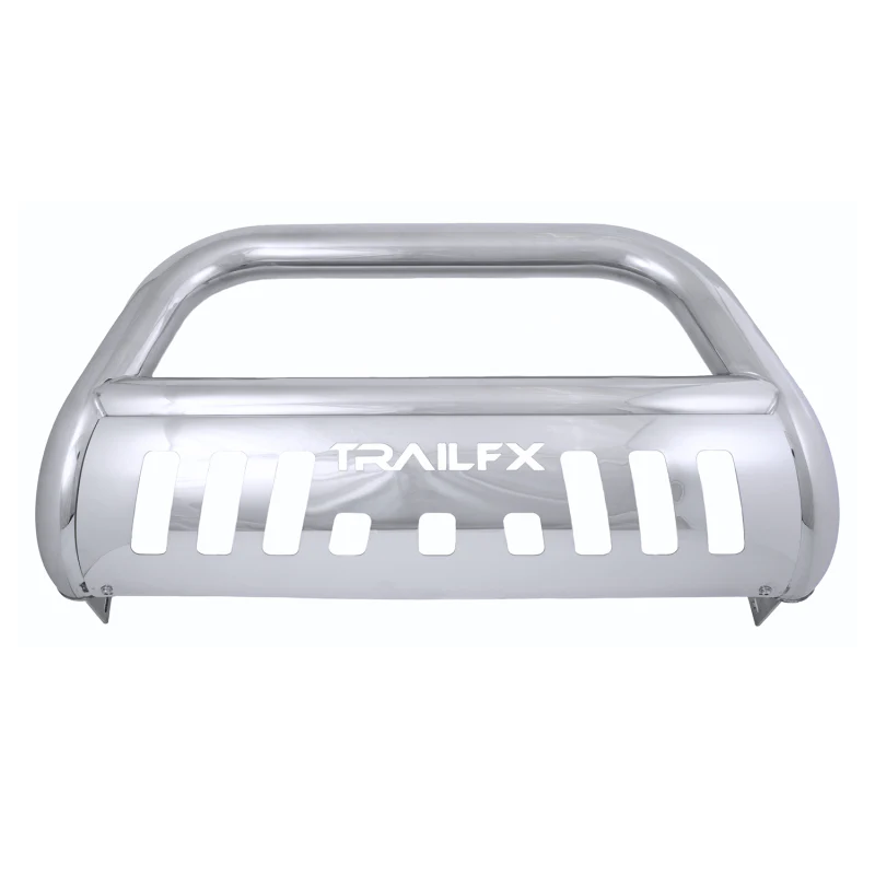 TrailFX 3" Round Bull Bar w/ Skid Plate w/ Light Option Polished Stainless Steel Model B0045S