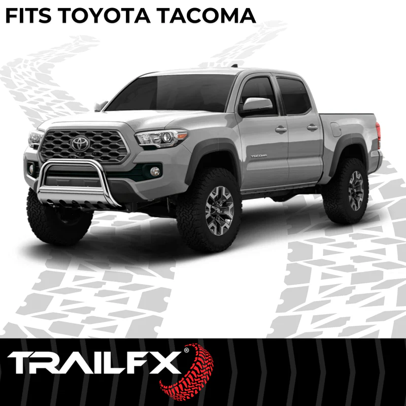 TrailFX 3" Round Bull Bar w/ Skid Plate w/ Light Option Polished Stainless Steel Model B0045S - Image 6