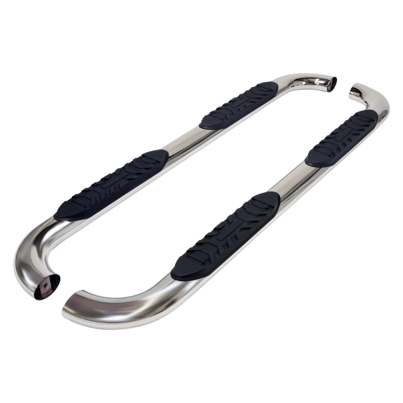 TrailFX 4" Oval Bent Step Nerf Bars W/ Step Pads Polished Stainless Steel Model A1012S