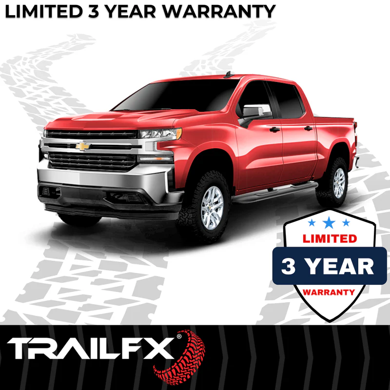 TrailFX 4" Oval Bent Step Nerf Bars W/ Step Pads Powder Coat Black Steel Model A1019T - Image 5