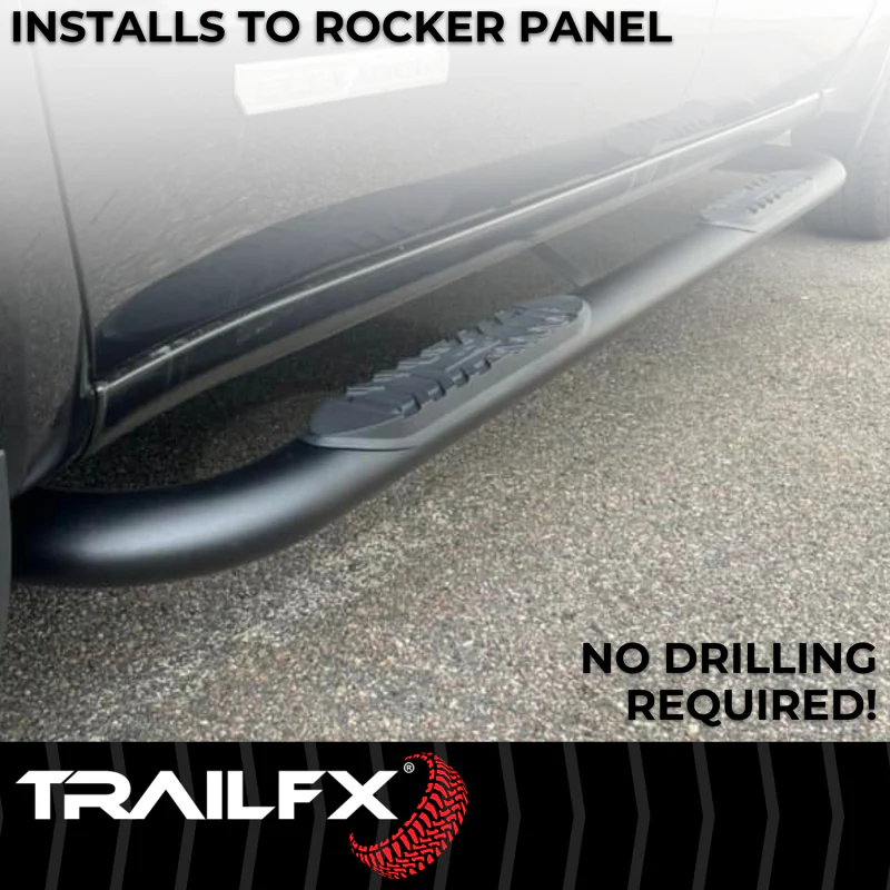 TrailFX 4" Oval Bent Step Nerf Bars W/ Step Pads Powder Coat Black Steel Model A1019T - Image 6