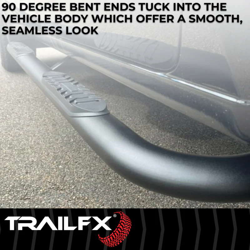 TrailFX 4" Oval Bent Step Nerf Bars W/ Step Pads Powder Coat Black Steel Model A1019T - Image 7