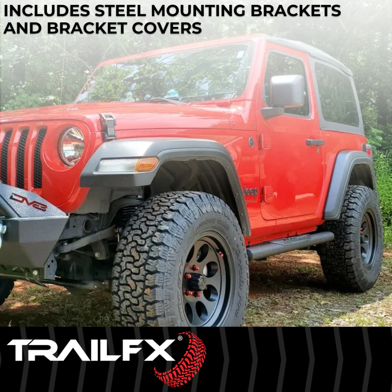 TrailFX 4" Oval Straight Step Nerf Bars W/ Step Pads Matte Black Steel Model A1559T - Image 3