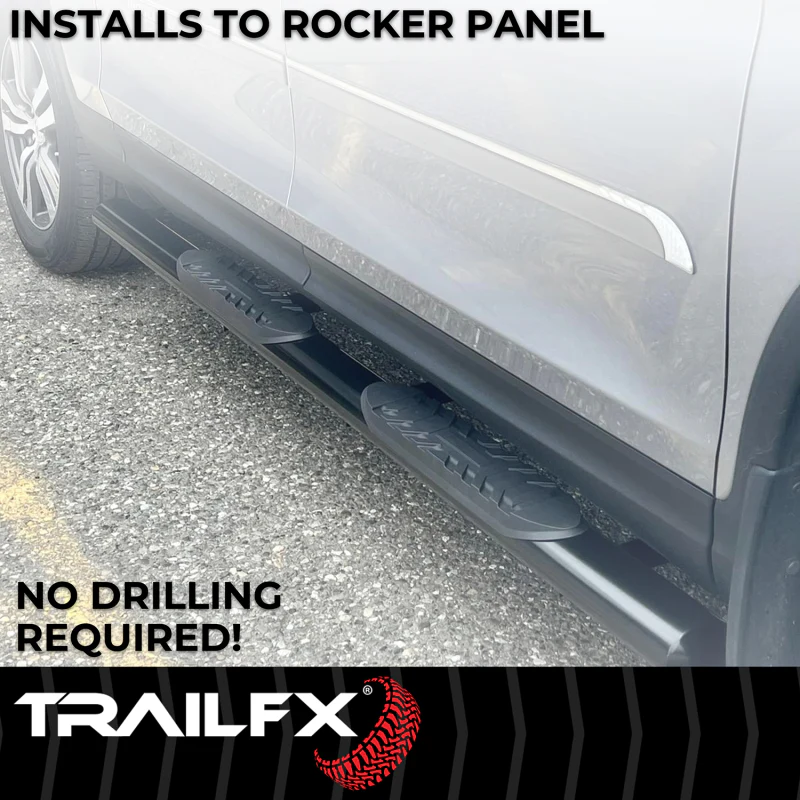 TrailFX 4" Oval Straight Step Nerf Bars W/ Step Pads Matte Black Steel Model A1559T - Image 6