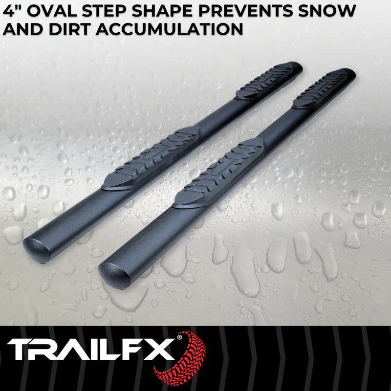 TrailFX 4" Oval Straight Step Nerf Bars W/ Step Pads Matte Black Steel Model A1559T - Image 7