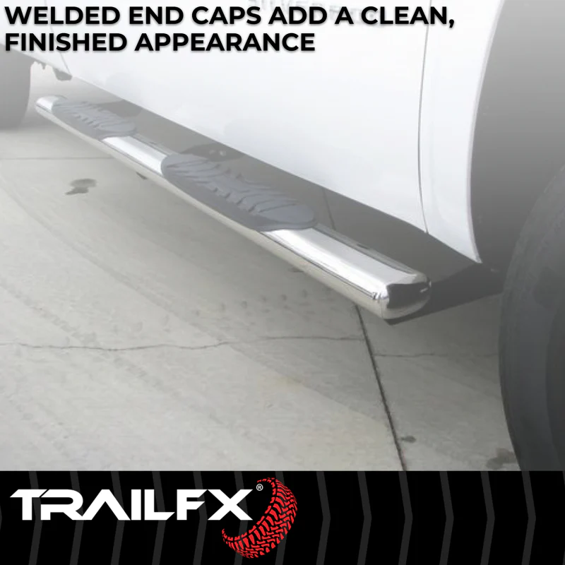 TrailFX 4" Oval Straight Step Nerf Bars W/ Step Pads Polished Stainless Steel Model A1559S - Image 7