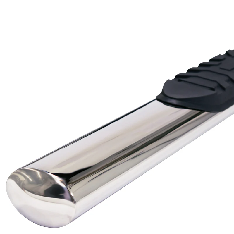 TrailFX 4" Oval Straight Step Nerf Bars W/ Step Pads Straight Polished Stainless Steel Model A1549S