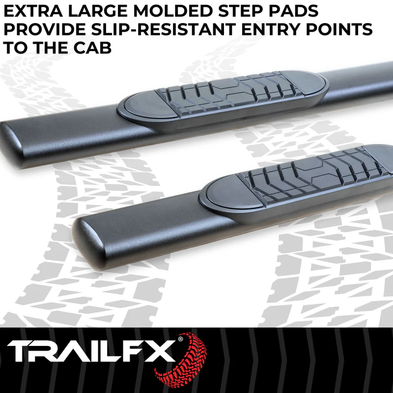 TrailFX 5" Oval Straight Step Nerf Bars W/ Step Pads Matte Black Steel Model A7102T - Image 8