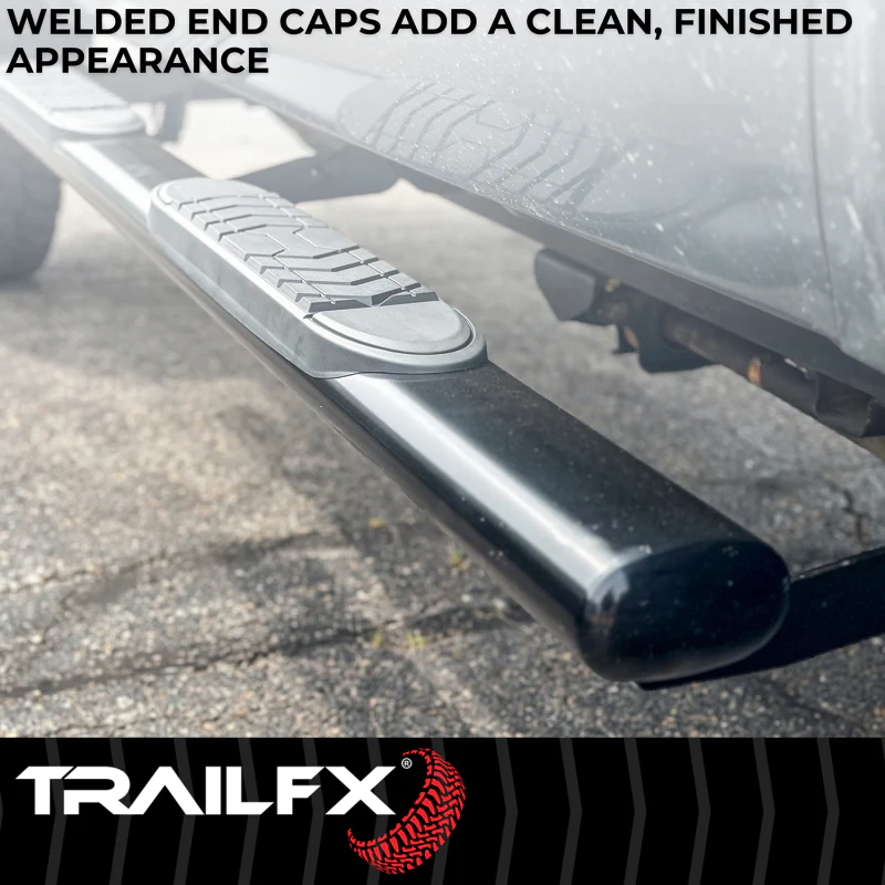 TrailFX 5" Oval Straight Step Nerf Bars W/ Step Pads Matte Black Steel Model A7103T - Image 7