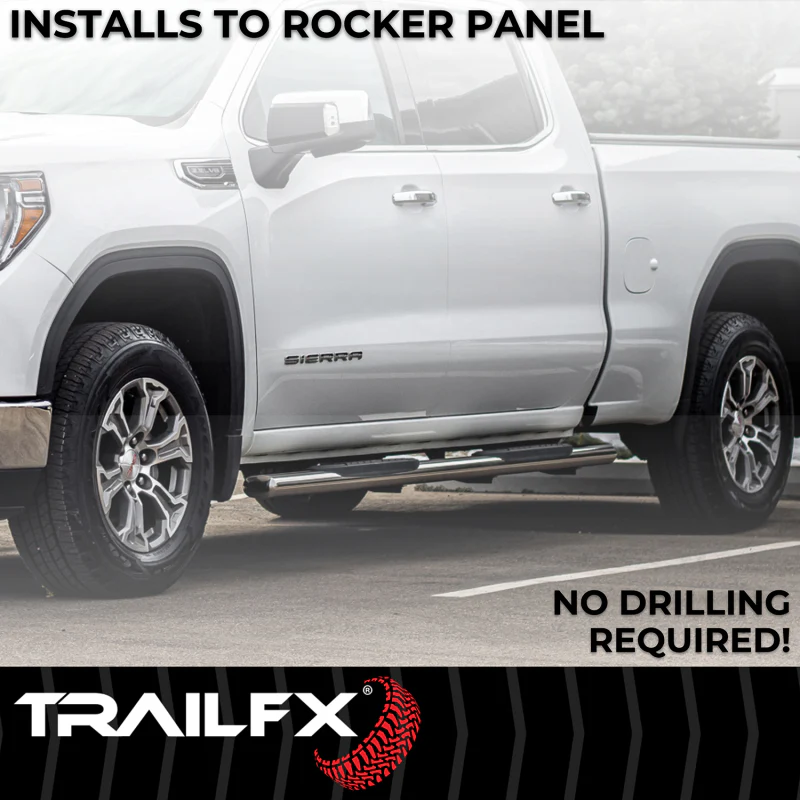 TrailFX 5" Oval Straight Step Nerf Bars W/ Step Pads Polised Stainless Steel Model A7102S - Image 6
