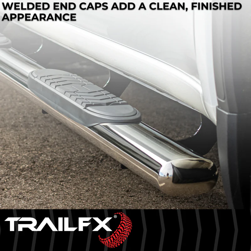 TrailFX 5" Oval Straight Step Nerf Bars W/ Step Pads Polised Stainless Steel Model A7103S - Image 7
