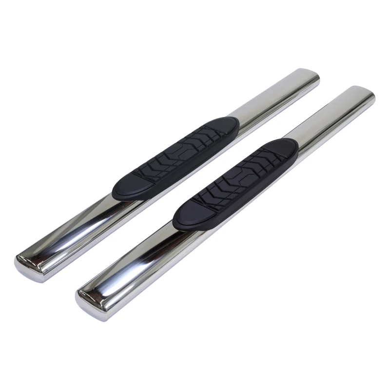 TrailFX 5" Oval Straight Step Nerf Bars W/ Step Pads Polished Stainless Steel Model A7036S