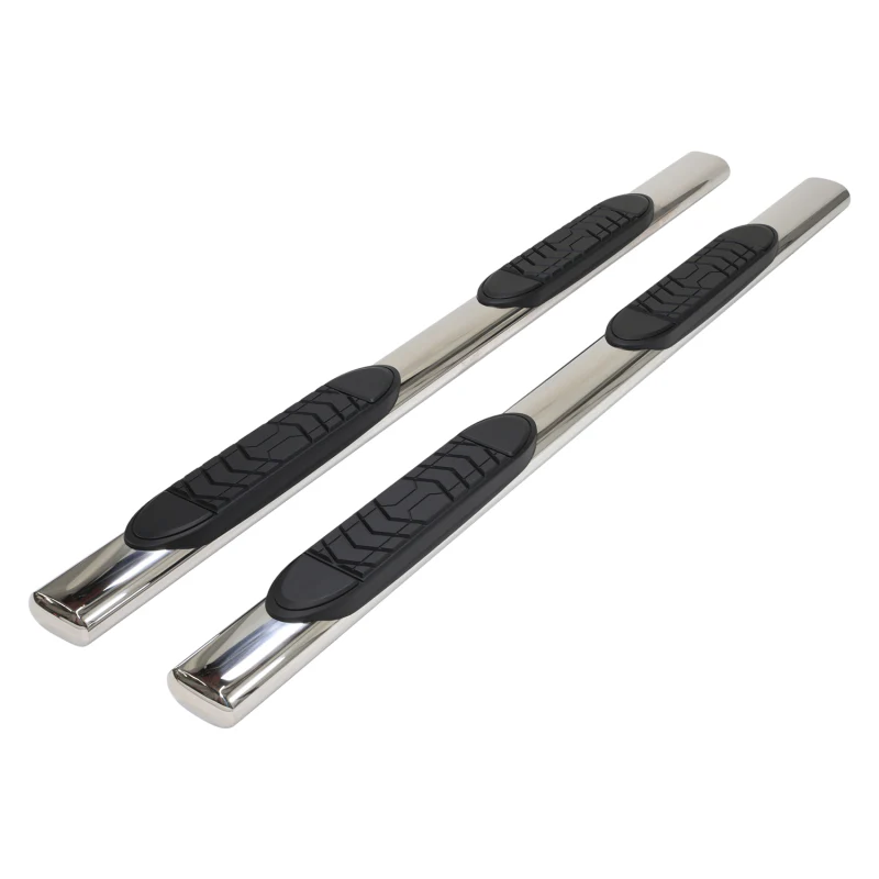 TrailFX 5" Oval Straight Step Nerf Bars W/ Step Pads Polished Stainless Steel Model A7087S