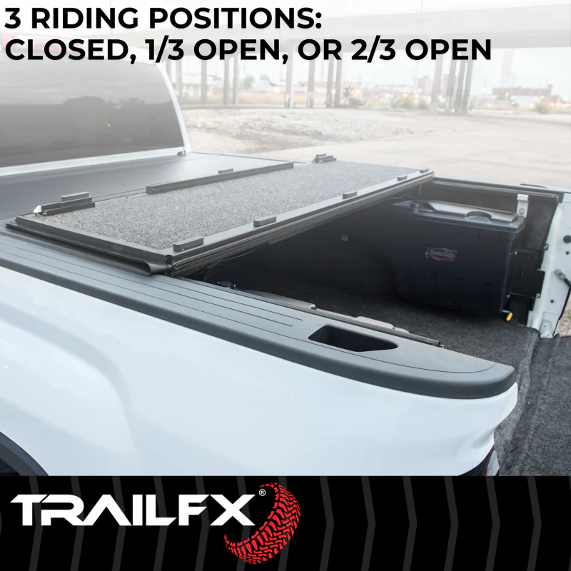 TrailFX Hard Bi-Fold Tonneau Cover Black Aluminum Model TFX3712 - Image 7