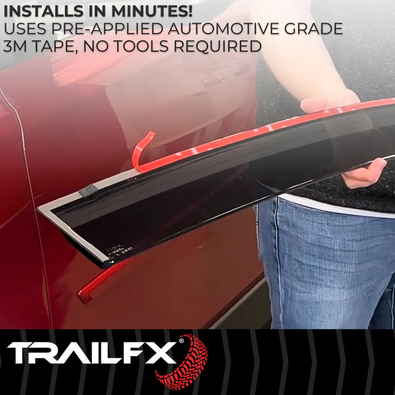 TrailFX Low Profile Side Window Deflector Fits Front And Rear Tape-On Smoke Acrylic Set Of 4 Model 4716H - Image 2