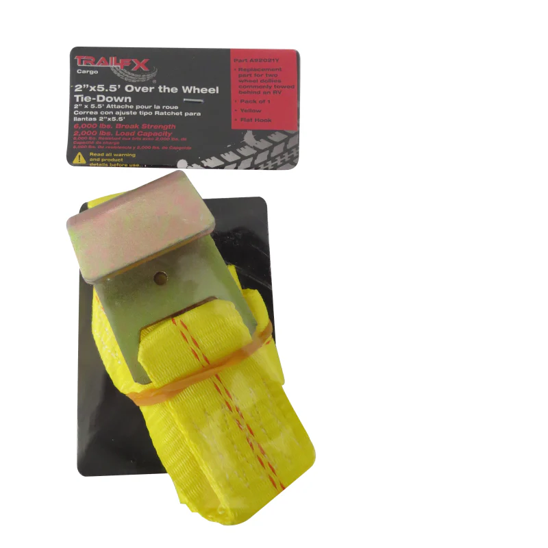 TrailFX Over The Wheel Tie Down 5.5 Ft 2000 Lb Cap W/O Ratchet Yellow Single Model A92021Y