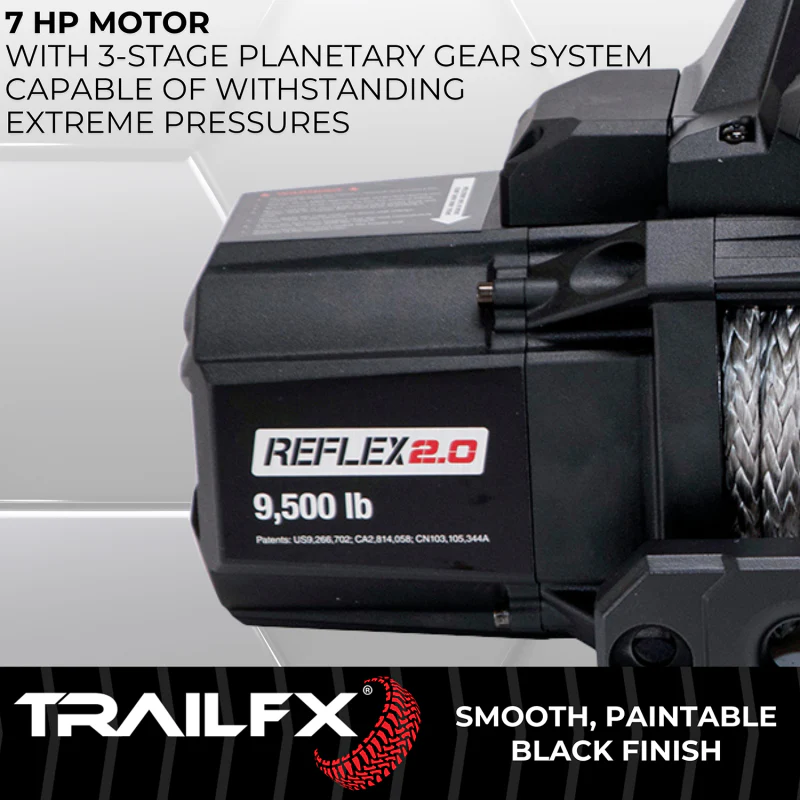 TrailFX REFLEX 2.0 Winch 9500LB Synthetic Rope Model WRS295B - Image 8