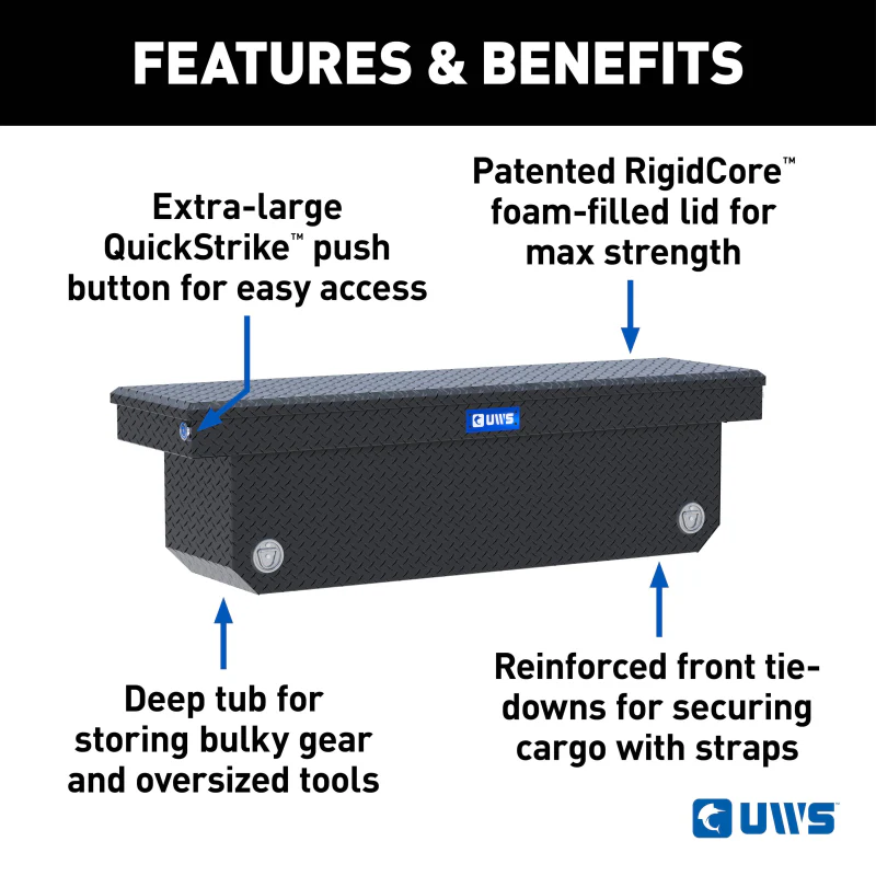 UWS 72" Matte Black Deep Angled Push Button Crossover Truck Tool Box Model TBSD-72-A-PB-MB - Image 7