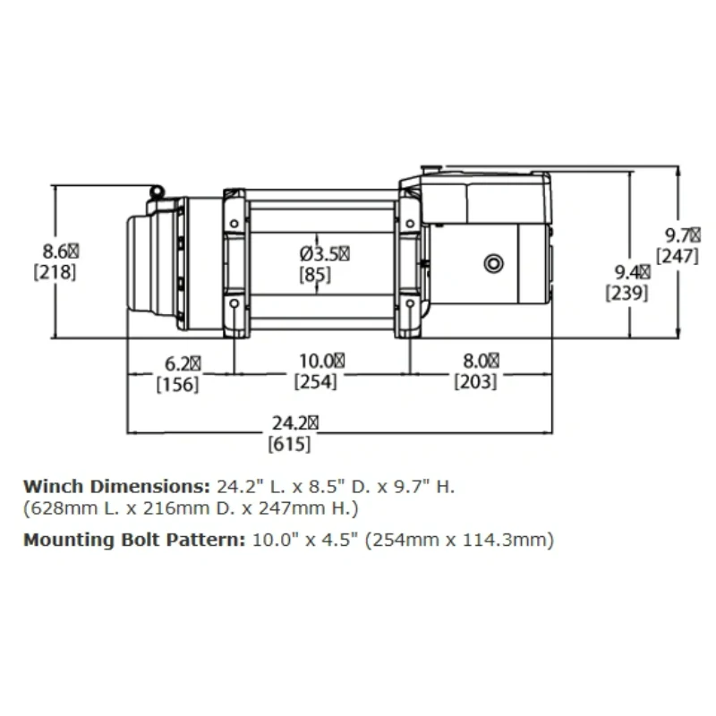 Warn 16.5TI Heavyweight Winch, Pull Capacity 16,500 lb, 90 Feet Steel Rope Model 68801 - Image 4