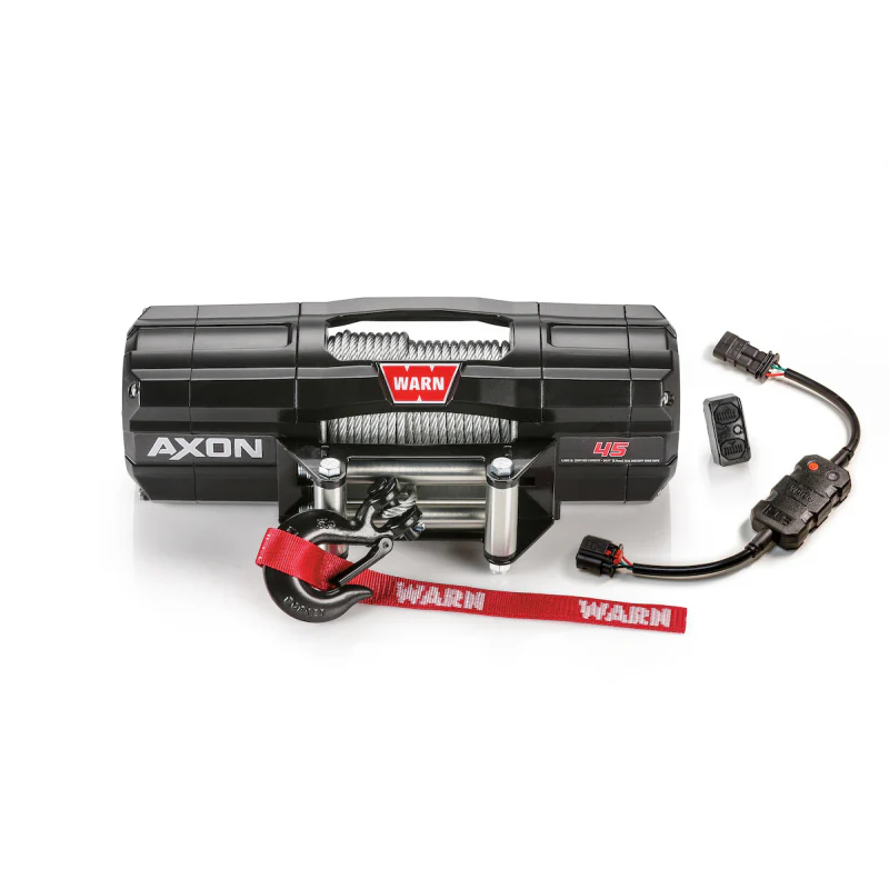Warn AXON Plow Mode 45 Powersports Winch 4500 Pull Capacity With 50" Of 1/4" Steel Rope And Black Hook Model 110245
