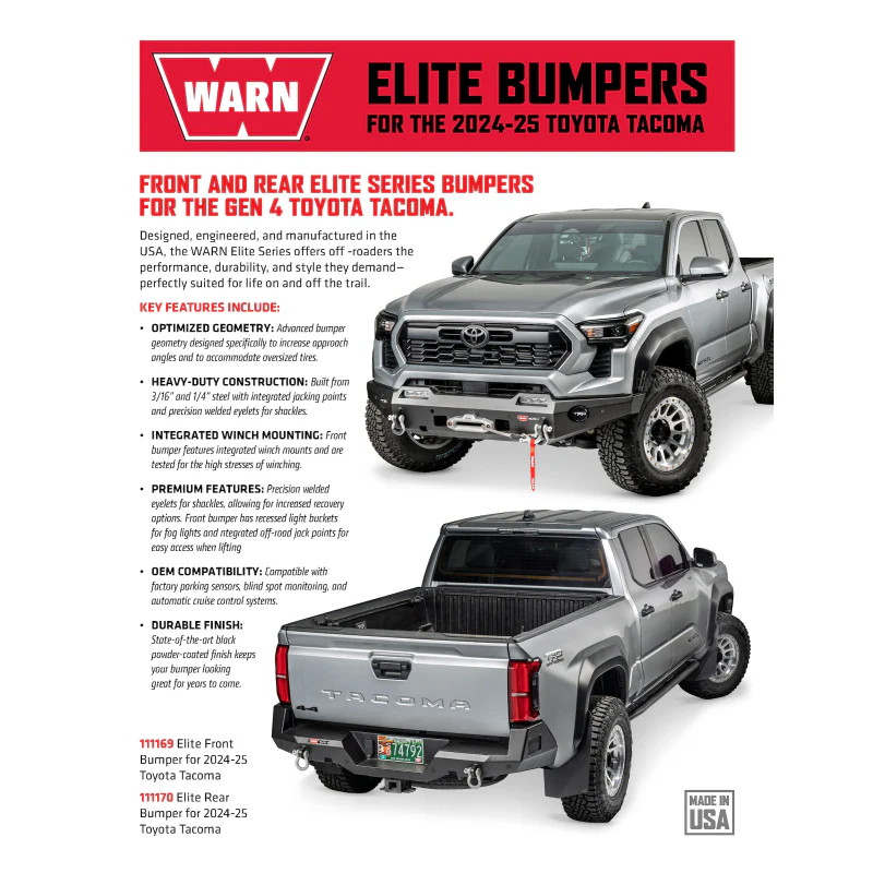 Warn Elite Rear Bumper For Select Toyota Tacoma Model 111170 - Image 5
