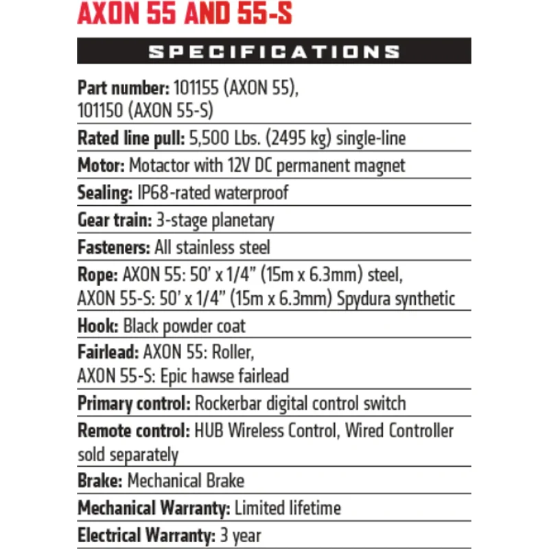 Warn Axon 55 Steel Rope Winch Model 101155 - Image 6