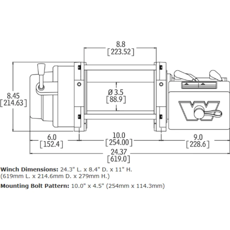 Warn M12-S Heavyweight Winch, Pull Capacity 12,000 lb, 100 Feet Of Spydura Synthetic Rope Model 97720 - Image 3