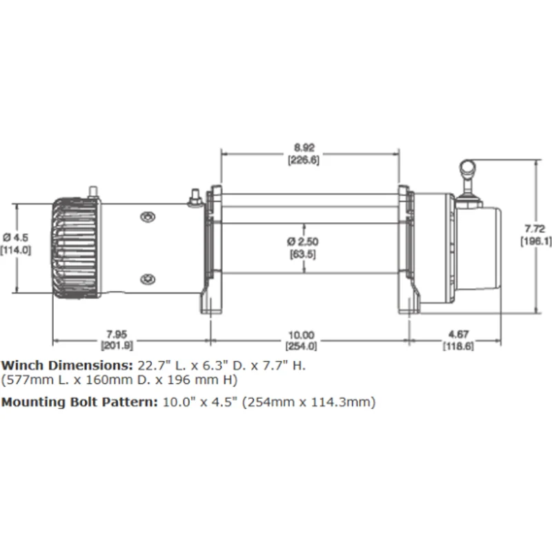 Warn 9.5XP Winch, Pull Capacity 9,500 lb, 100 Feet Steel Rope Model 68500 - Image 4